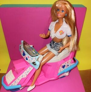 Barbie Camp Doll & Pink hearts scooter
